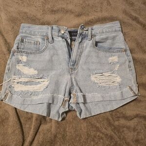 Aeropostale Blue Distressed Jean Shorts